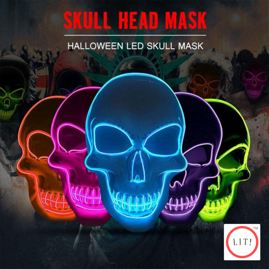 Halloween Eastern Fashion Horror EL Wire Skull Head Rave Mask