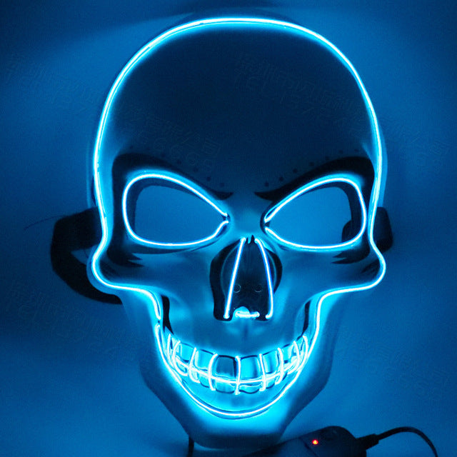 Halloween Eastern Fashion Horror EL Wire Skull Head Rave Mask